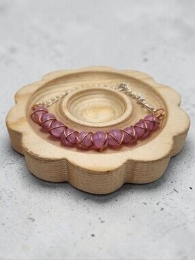 Handmade Wire-wrapped Adjustable Purple Beaded Bracelet